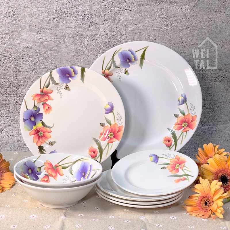 Melamine Plate Dinner Plate Rice Plate Flat Round Plates | Shopee Singapore