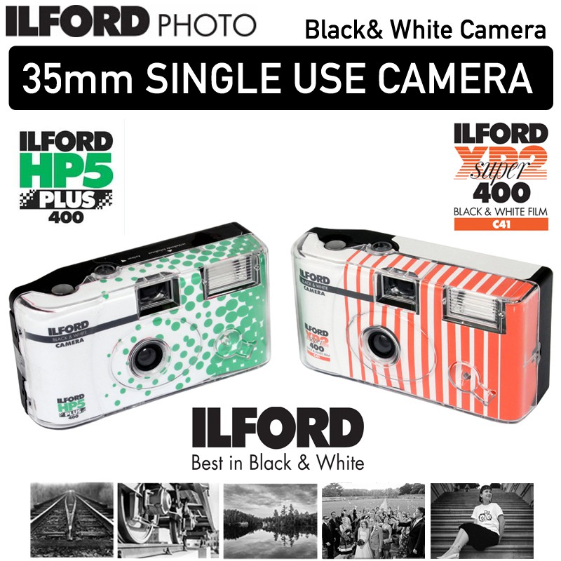ILFORD HP5 PLUS XP2 SUPER 400 SINGLE USE DISPOSABLE BLACK AND WHITE