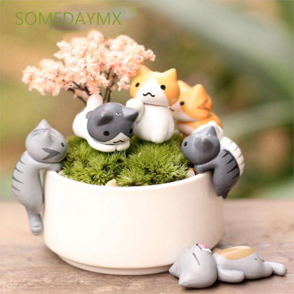 SOMEDAYMX Cartoon Micro Landscape Home Figurines Lazy Cats Decorations Garden Cute Random Color for  Kitten Landscape