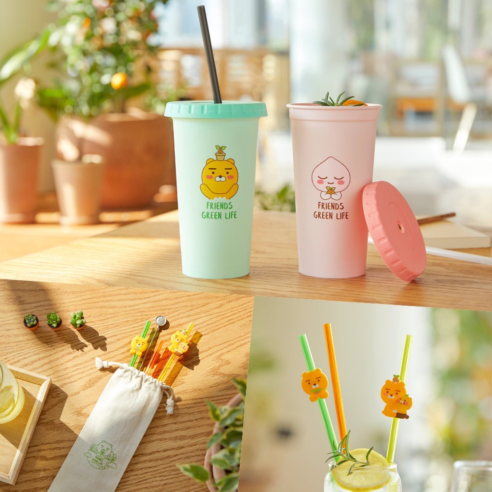 Kakao Friends Ryan/Apeach Straw Tumbler