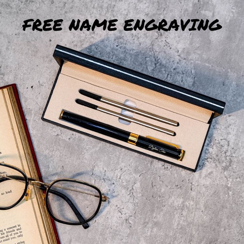 Personalized 0.5mm Rollerball Pen With Box + 2 Ink Refills [FREE NAME