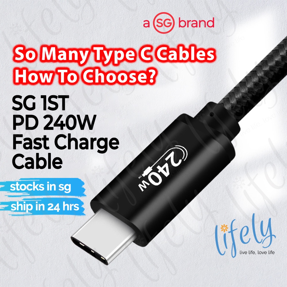 Lifely Type C Cable Fast Charge USB C Cable 100W or 240W, Emarker