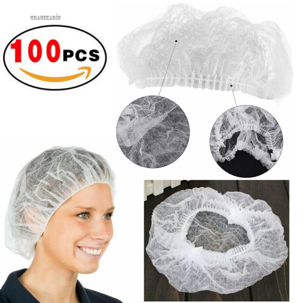 Hair Net 100PCS 21inch Disposable White Food service Manufacturin Hair Net Breathable Bouffant