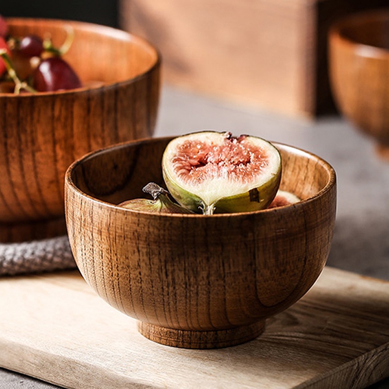 9.5 Inch Wood Bowl, Wooden Salad Bowl, Wood Bowl For Food, Fruits