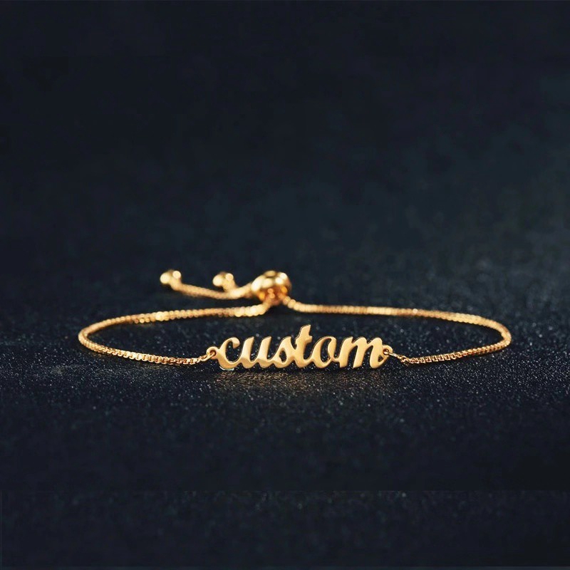 Custom Name Bracelets for womens gold silver Cute Cuff Bangle Bar Party Jewelry