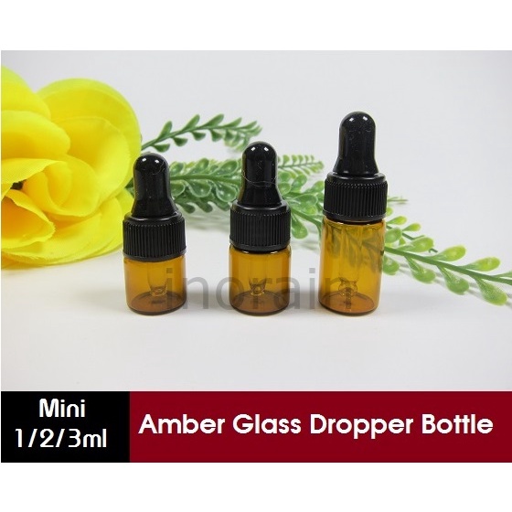 Sg Stock 1ml 2ml 3ml 10ml 15ml 30ml Mini Small Normal Amber Glass Dropper Bottle Essential Oil 9717