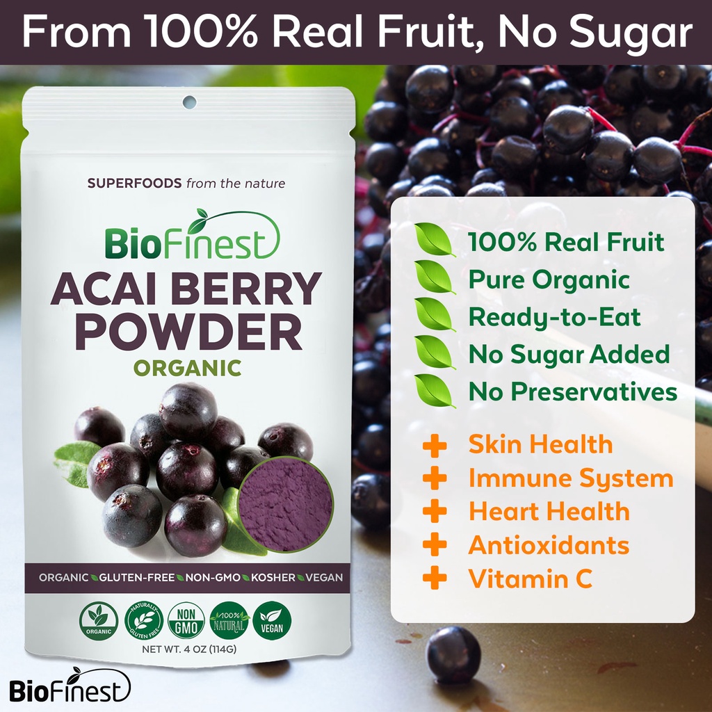 Biofinest Acai Berry Juice Powder - Organic Freeze Dried Superfood ...