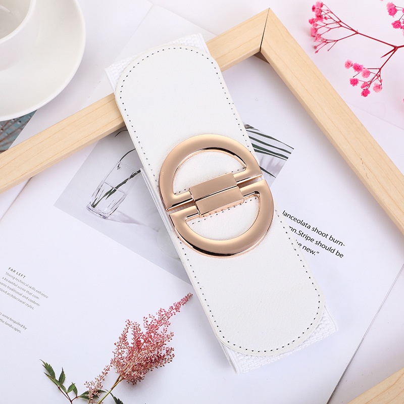 Women s Belt Gold Pair D Buckle Black Waist Seal Fashion Elastic Wide Belt White Red Fashion Knit Designer Belts Shopee Singapore