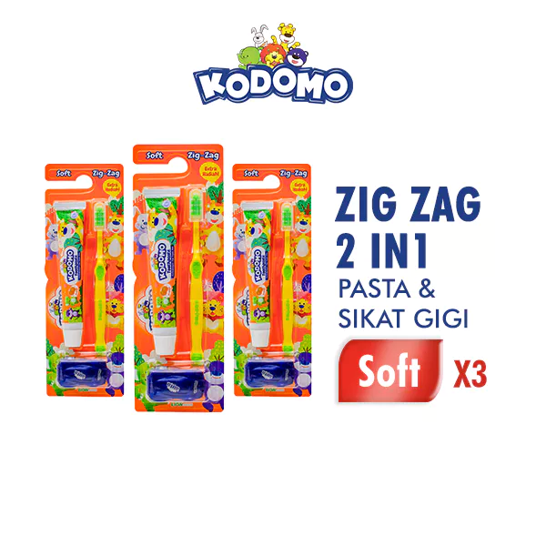 Kodomo Sikat Gigi Zigzag 2 In 1 x3