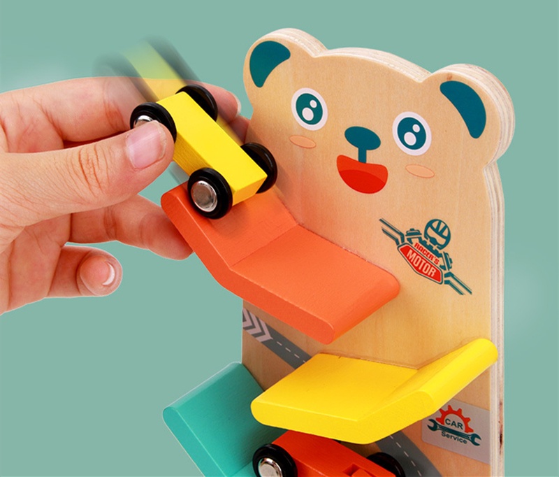 Treeyear Toddler Toys Race Track,Wooden Ramp Car Ramp Racer Colorful ...