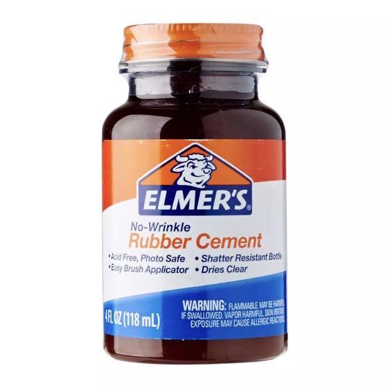 Elmer's NoWrinkle Rubber Cement 4 Fl Oz 118ml (Made in USA) E904