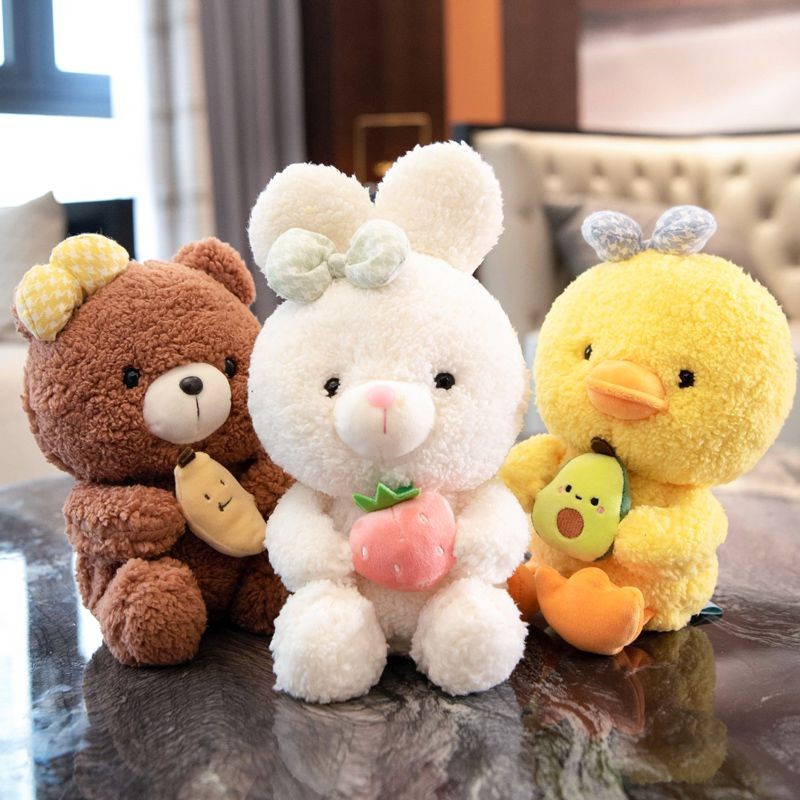 Bear Rabbit Duck Doll Cartoon Plush Toy Baby Soothing Doll Ragdoll ...