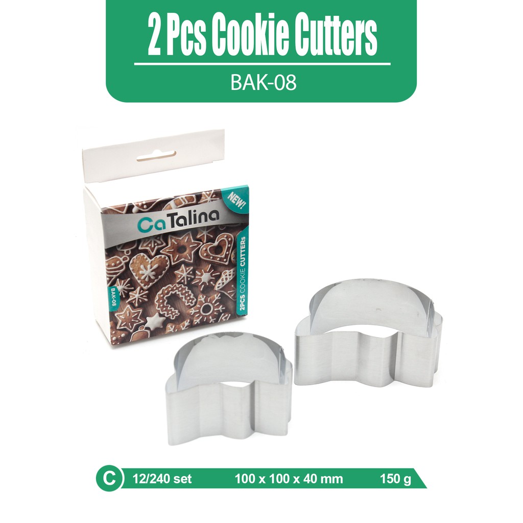 CaTalina Cookie Cutters Cetakan Kue Kering Bentuk Kitty Stainless 2 Pcs - Gambar 3