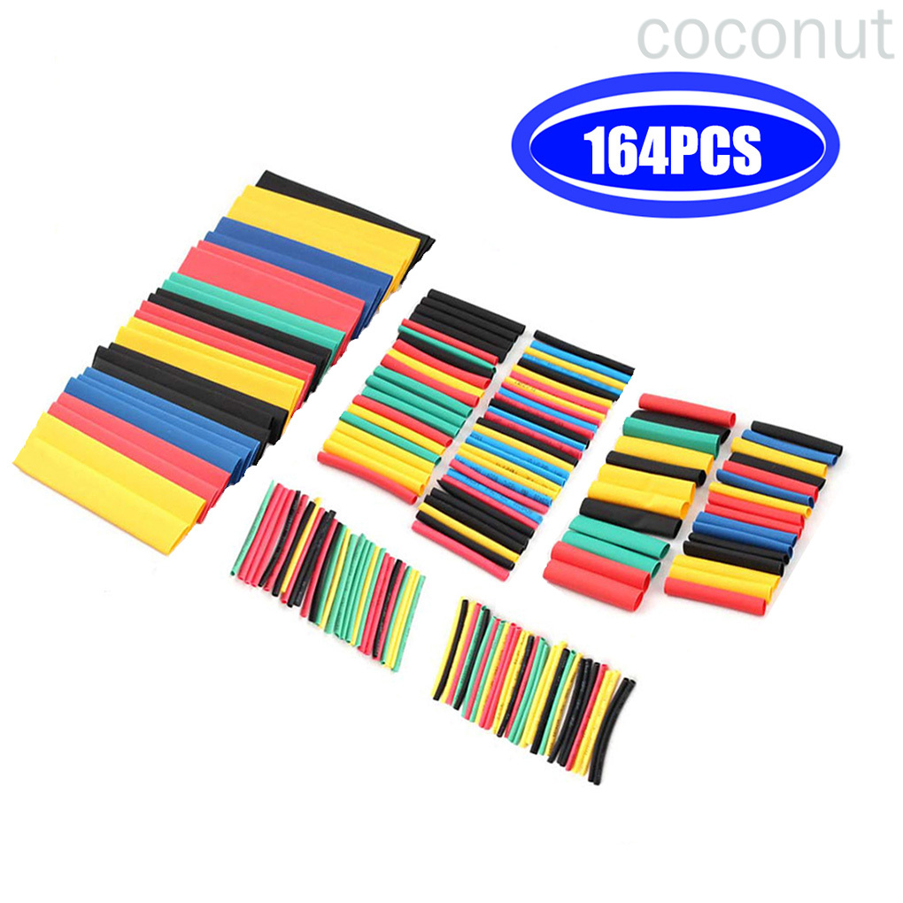 164 Pcs/set Wire Heat Shrink Sleeve Assorted Set Polyolefin Insulation Cable Shrinkable Tubing Tube  coconut