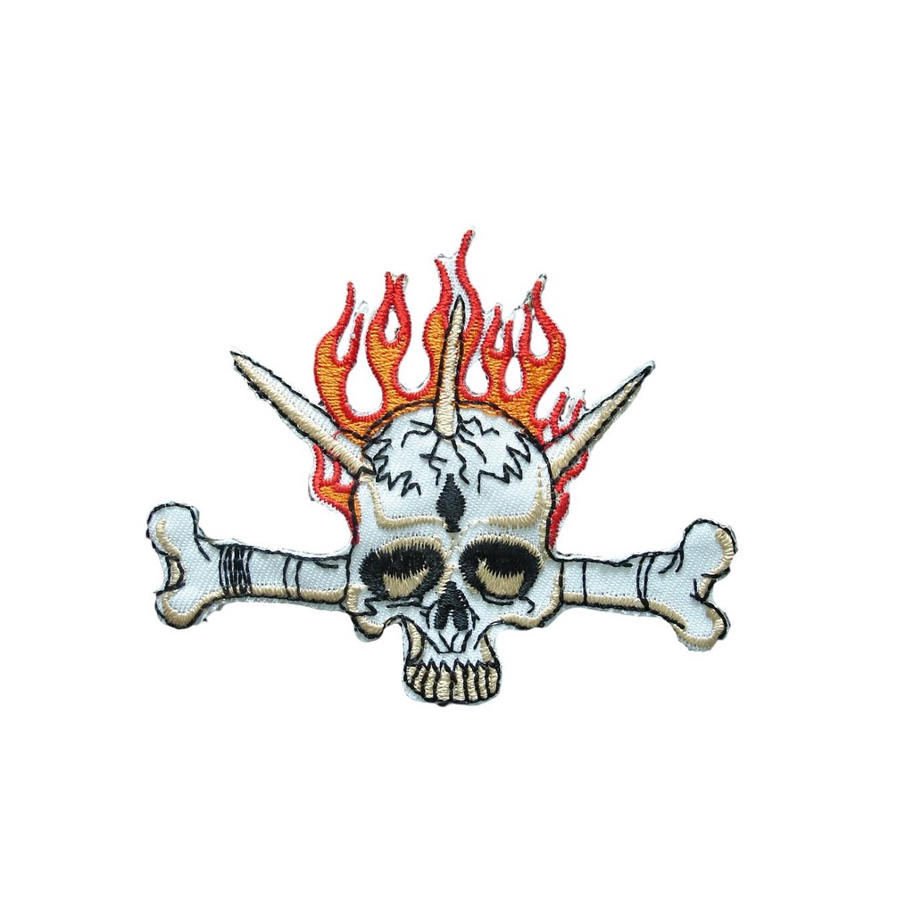 Patch Ricamata Teschio Con Ossa Incrociate - Da Stirare O Cucire - Stile Biker/Punk