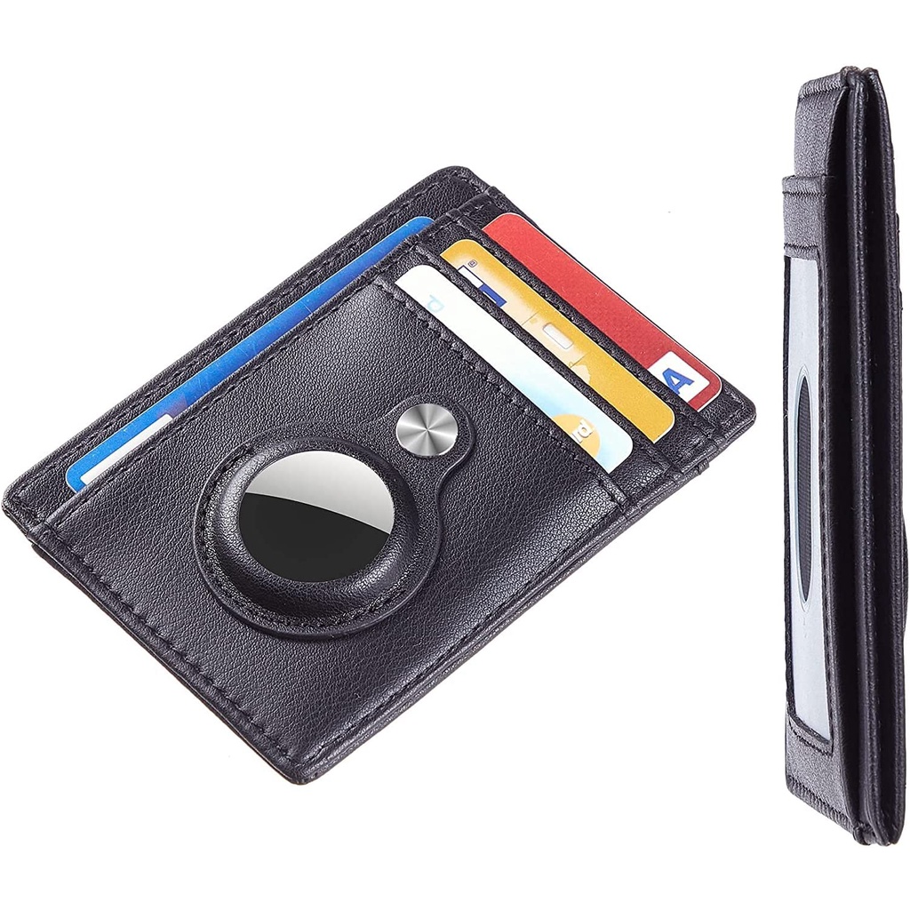 Airtag Wallet RFID Blocking Slim Minimalist Card Holder with Buildin