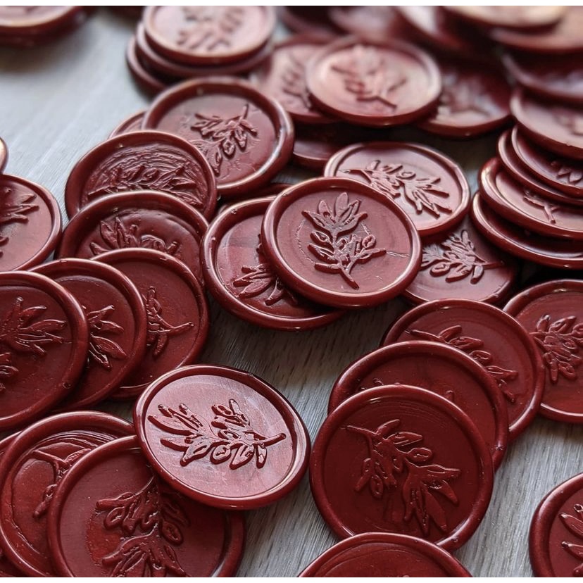 LILIN Aster (Wine Red) - 1 Pcs Seal wax sticker instant ready to use ...