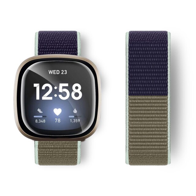Nylon Sport Loop Strap For Fitbit Versa 4/3 & Sense 1/2 – Adjustable Wrap-Around Band (23mm)