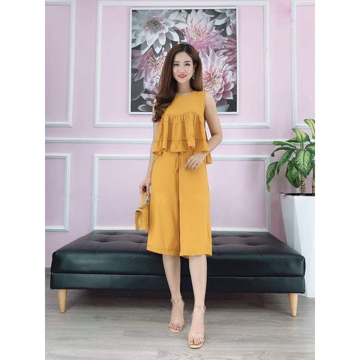 Super Pretty Summer Peplum Wide Leg Home Wear Clothing Set -VV79
