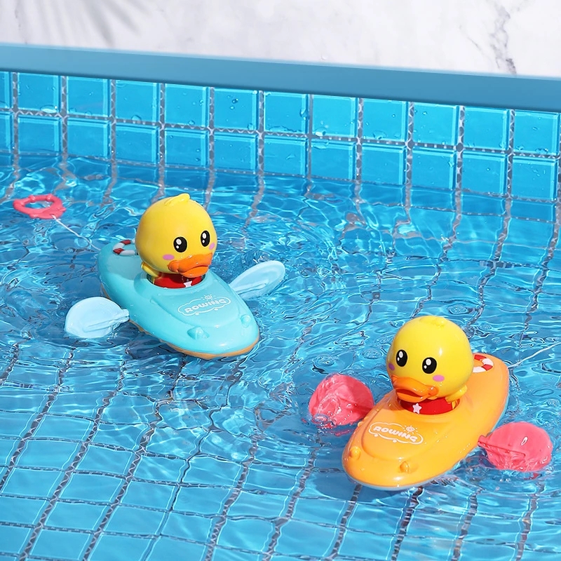 Random Children's Bath Water Toys / Kids Floating Rowing Boat Cartoon Duck / Early Education Bath Beach Gifts / Water Fun Bath Clockwork Toy