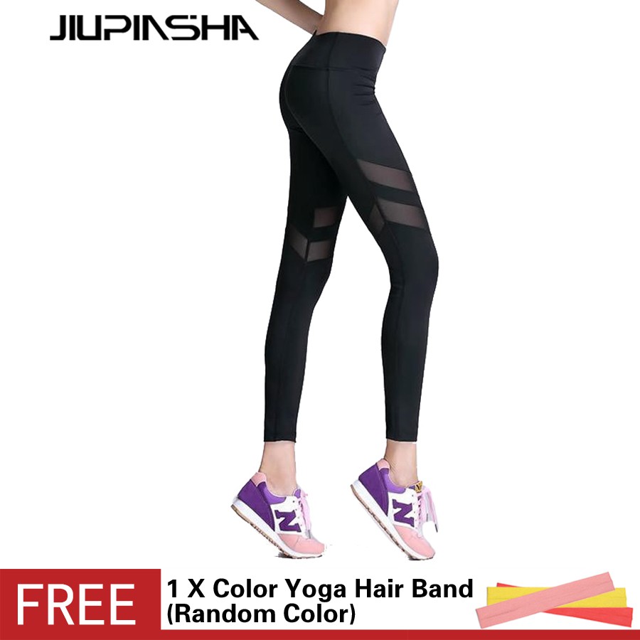 Women Mesh Patchwork Exercise Running Trousers Elastic Quick Dry Workout Pants Shopee Singapore