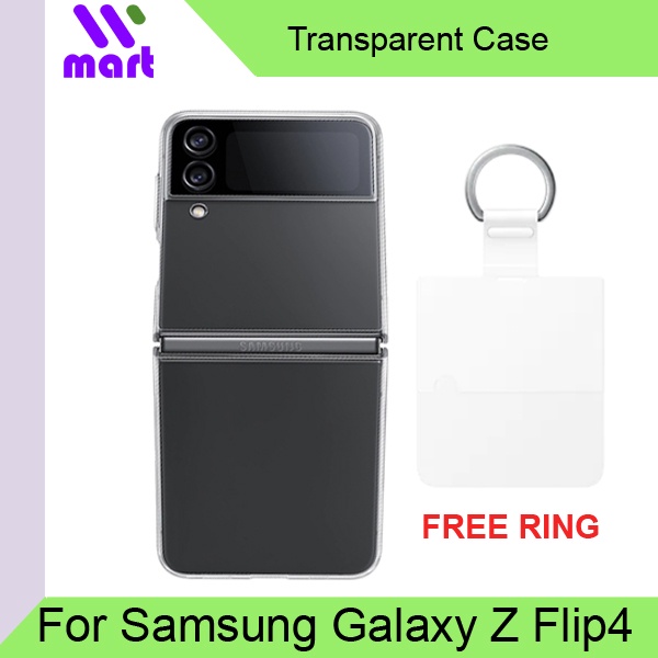 Z Flip4 5G Transparent Case With Ring Hook / Soft Cover Made for Samsung Galaxy Z Flip 4 5G 2022