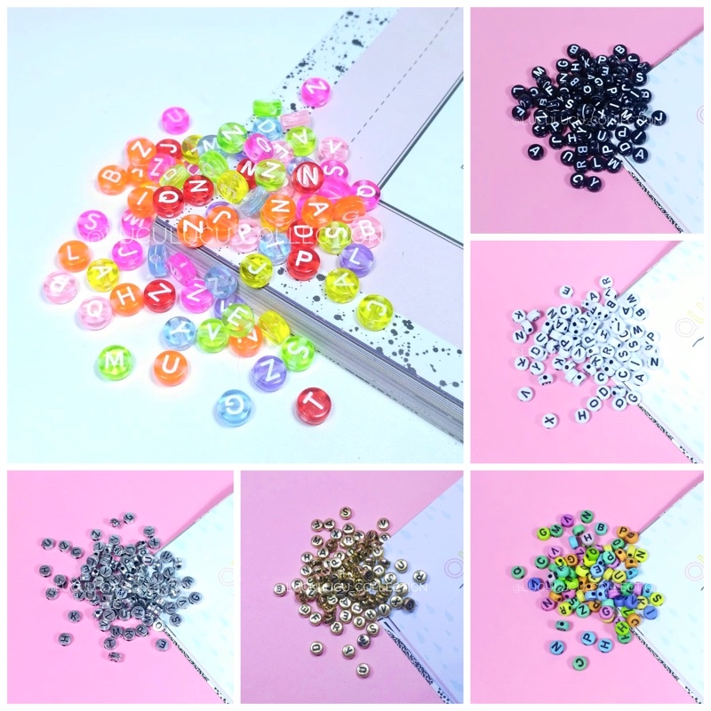 Round Letter Beads B01 (10 grams) / Round Acrylic Vocal Alphabet Letter ...
