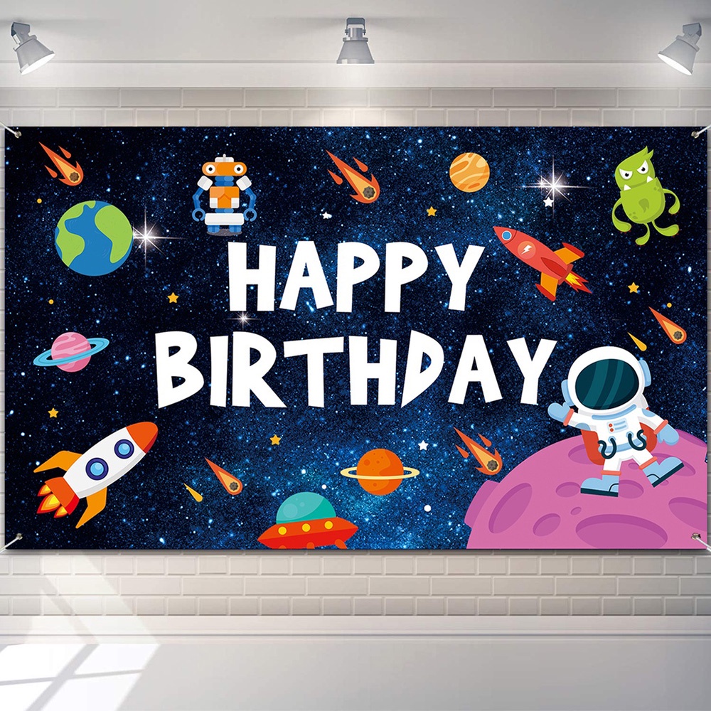 Astronaut Space Backdrop Photography Background Cloth Happy Birthday ...