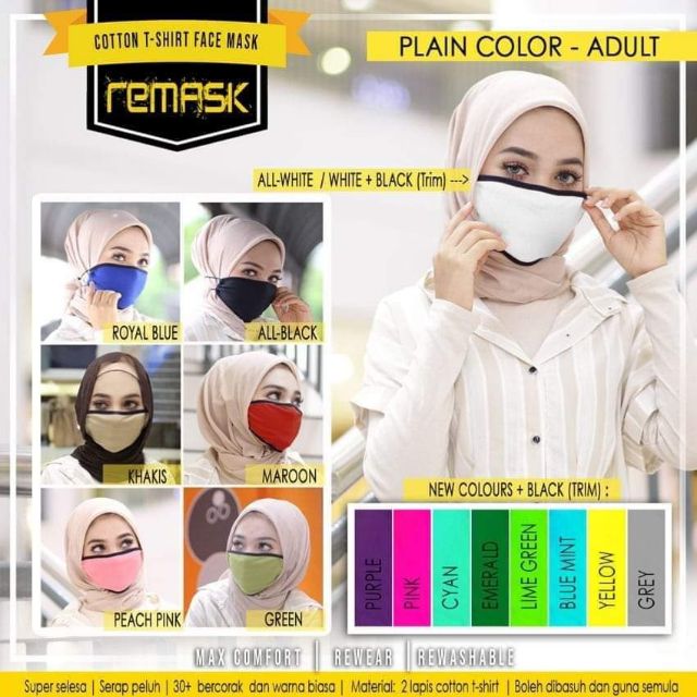 REMASK 2 LAYERS COTTON ADULT FACE MASK (TOPENG MUKA) | Shopee Singapore