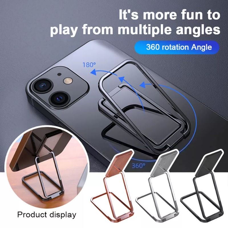 Mobile Phone Holder Folding Ring Buckle Desktop Tablet Retractable Paste Magnetic Car Metal Square Bracket