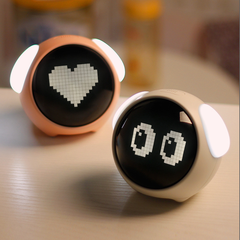 Cute Expression Alarm Clock Multi Function Digital LED Voice Controlled ...