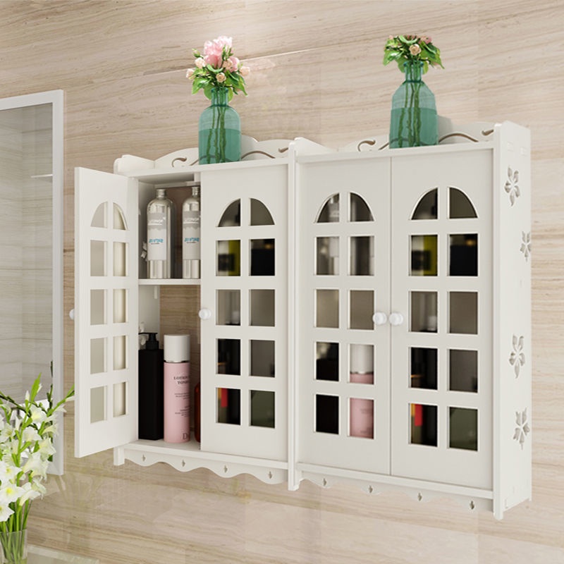 Home Bathroom Cabinet Wall Mounted with Doors, Wood Hanging Cabinet ...