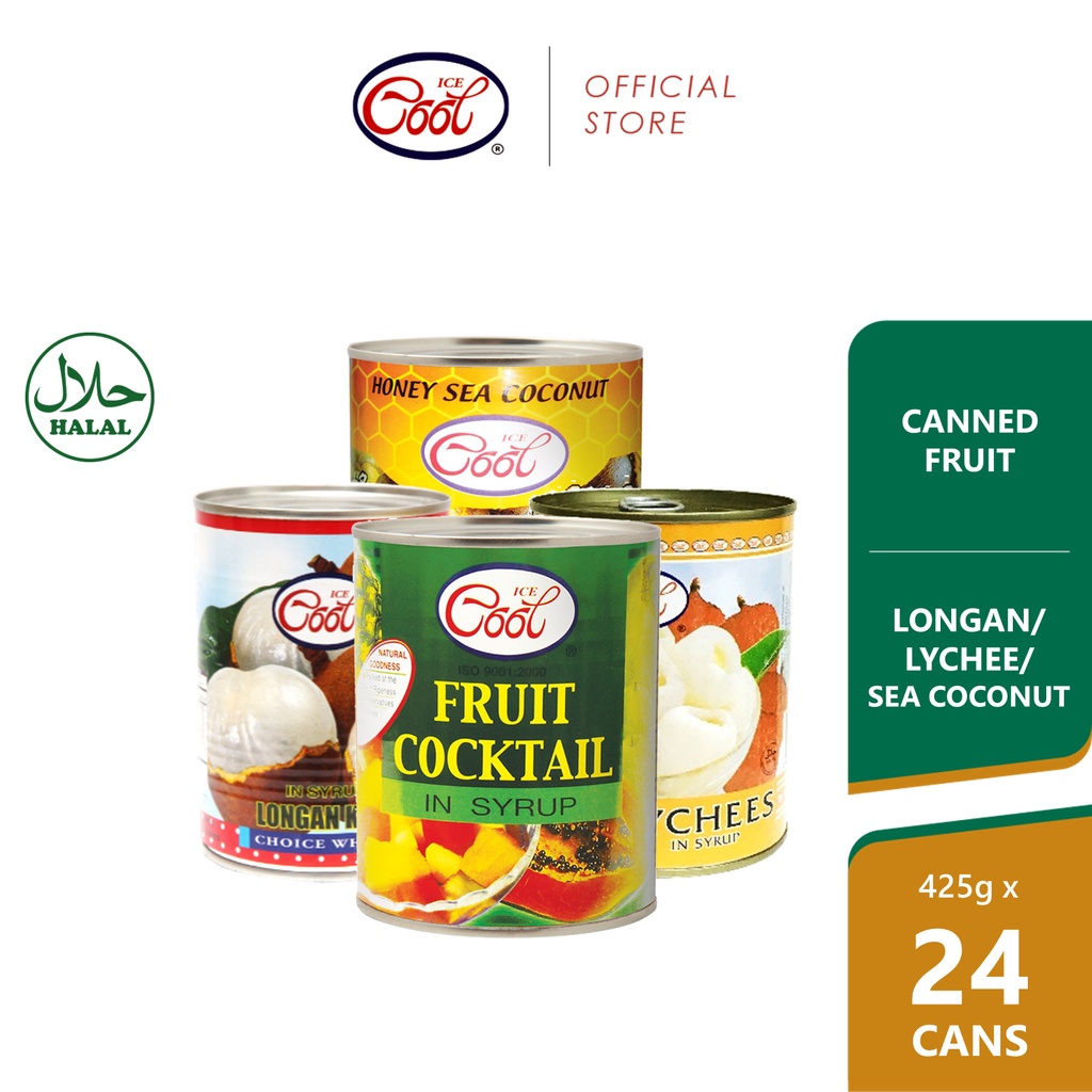 [Carton Deal] Ice Cool Canned Fruits 12 Cans Longan, Lychee, Sea