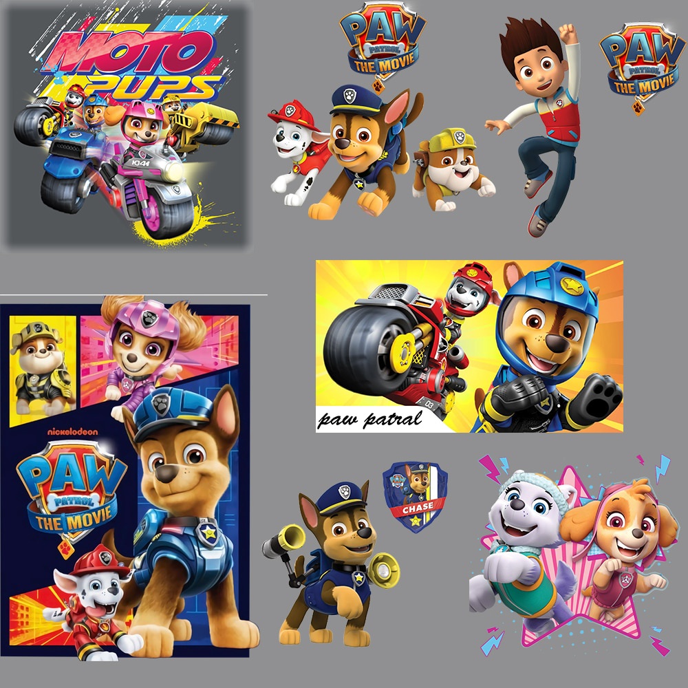 Paw Patrol Transfer Patch Chase Mashall Ryder Dog Sky Iron Clothes ...