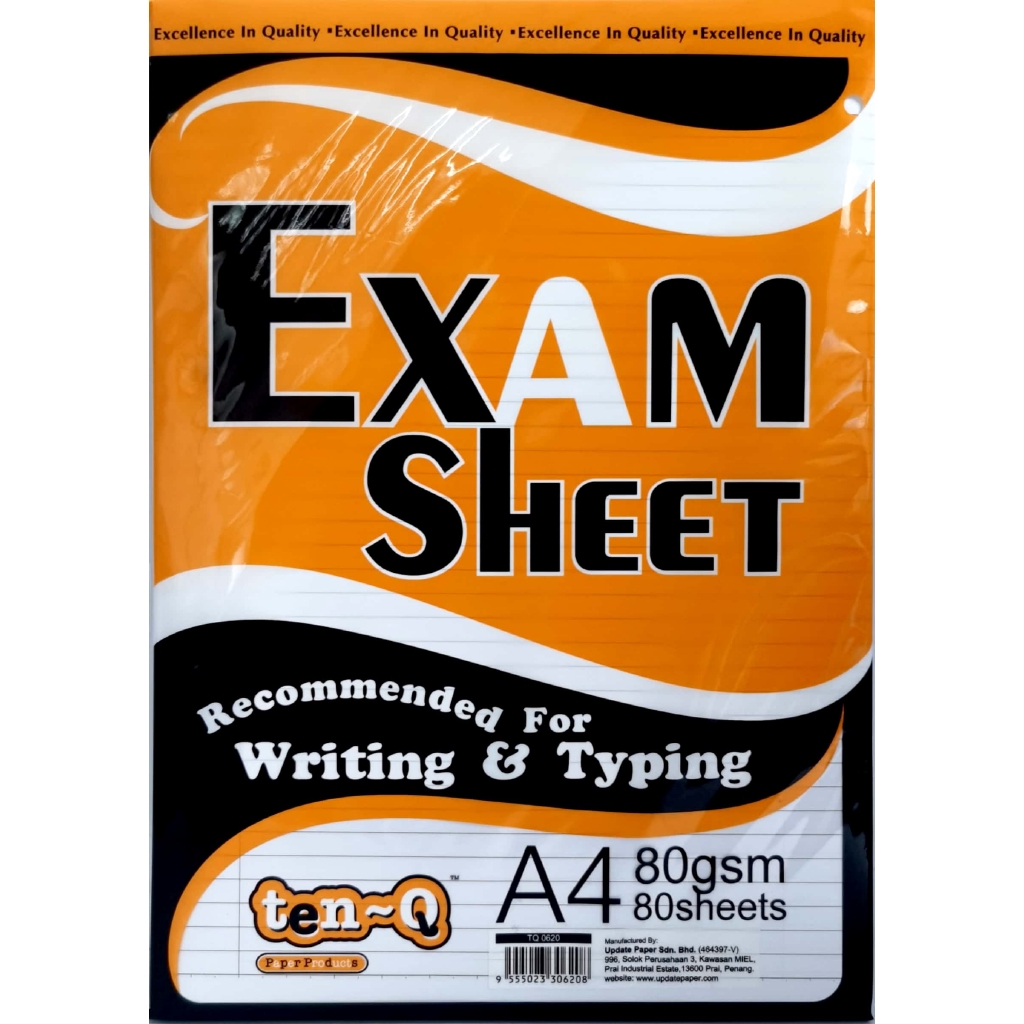 TEN-Q EXAM SHEET A4 80GSM ( 80 SHEETS ) | Shopee Singapore