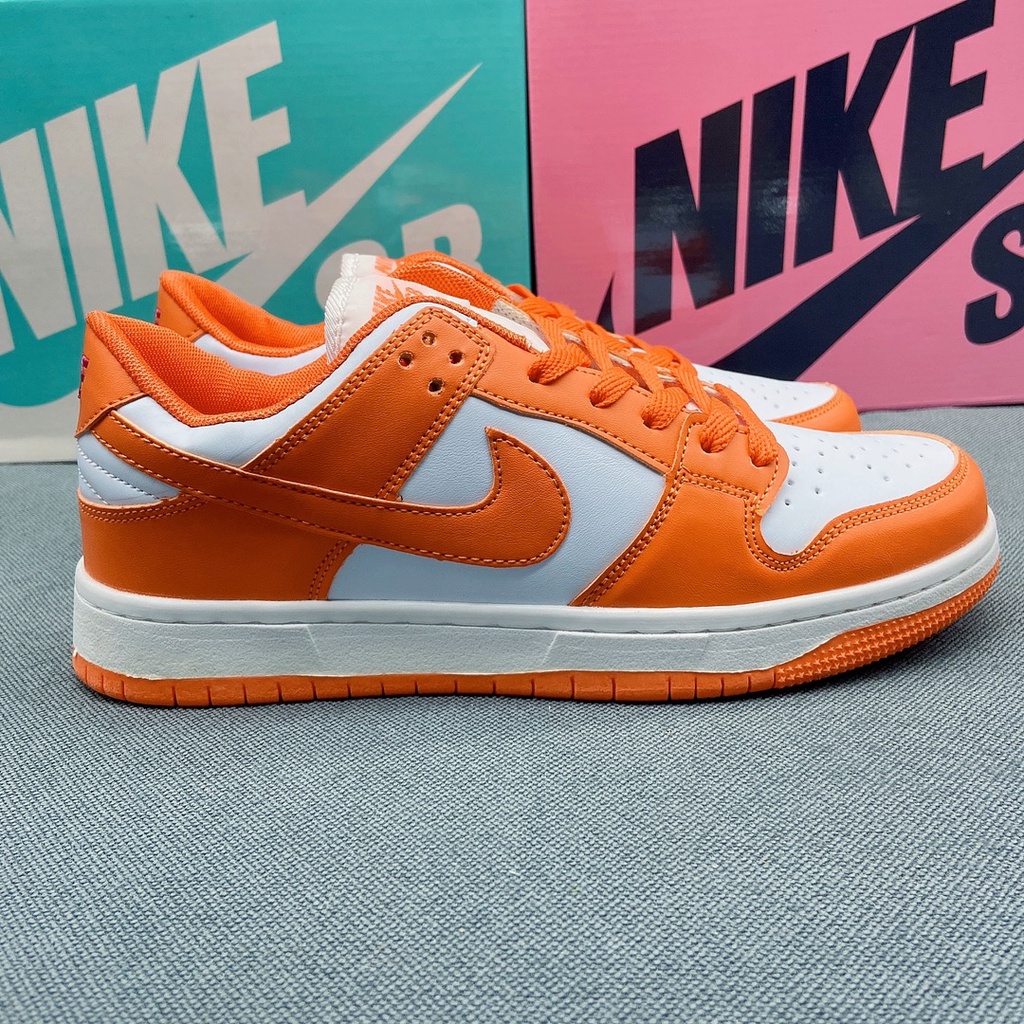 orange and white dunks