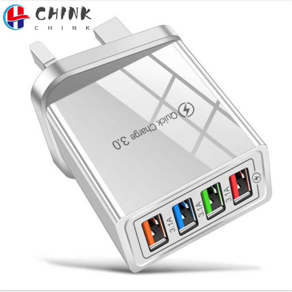 CHINK 4 Multi Port Fast Quick Charge QC3.0 USB Hub Mains Wall Charger ...