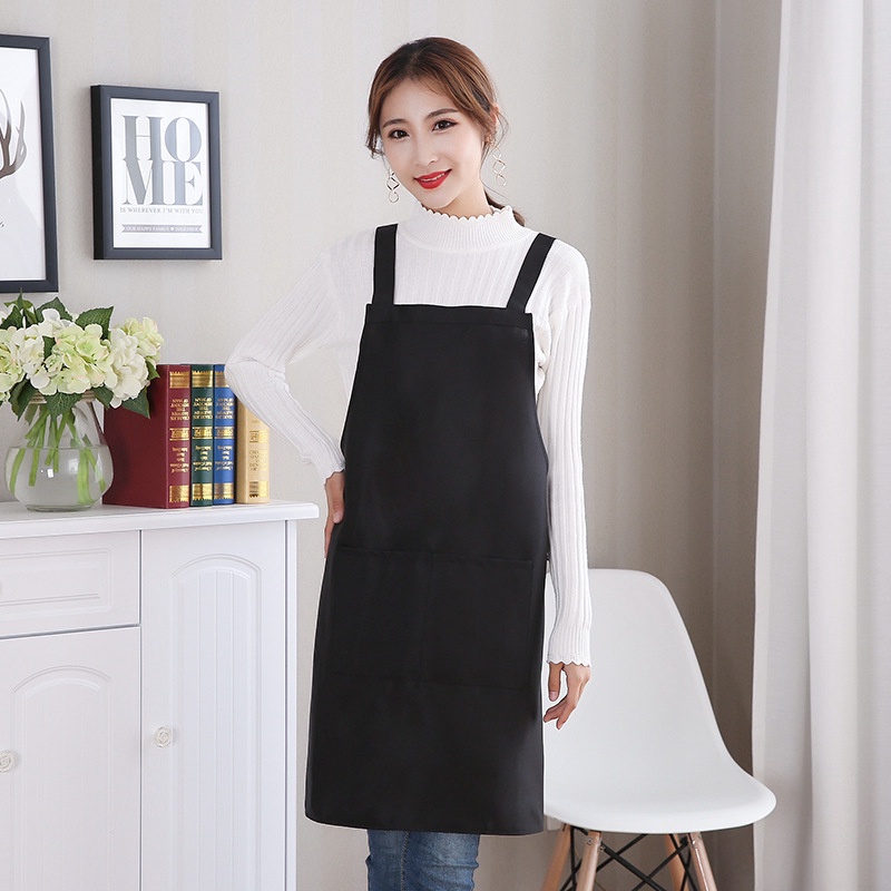 Apron Plain Fashion Front Pocket Premium Quality Polyester Apron Murah ...