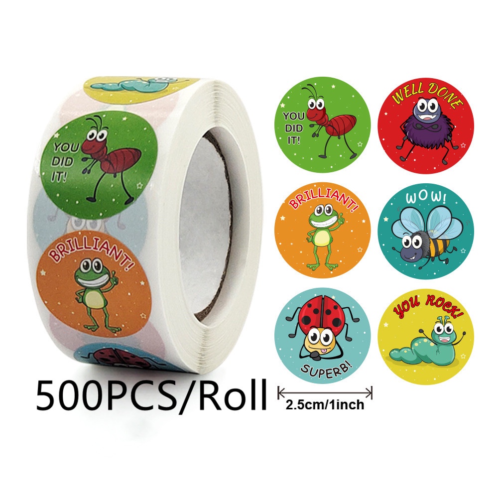 Animals Reward Sticker 500pcs English Encourage Words Labels Sticker ...