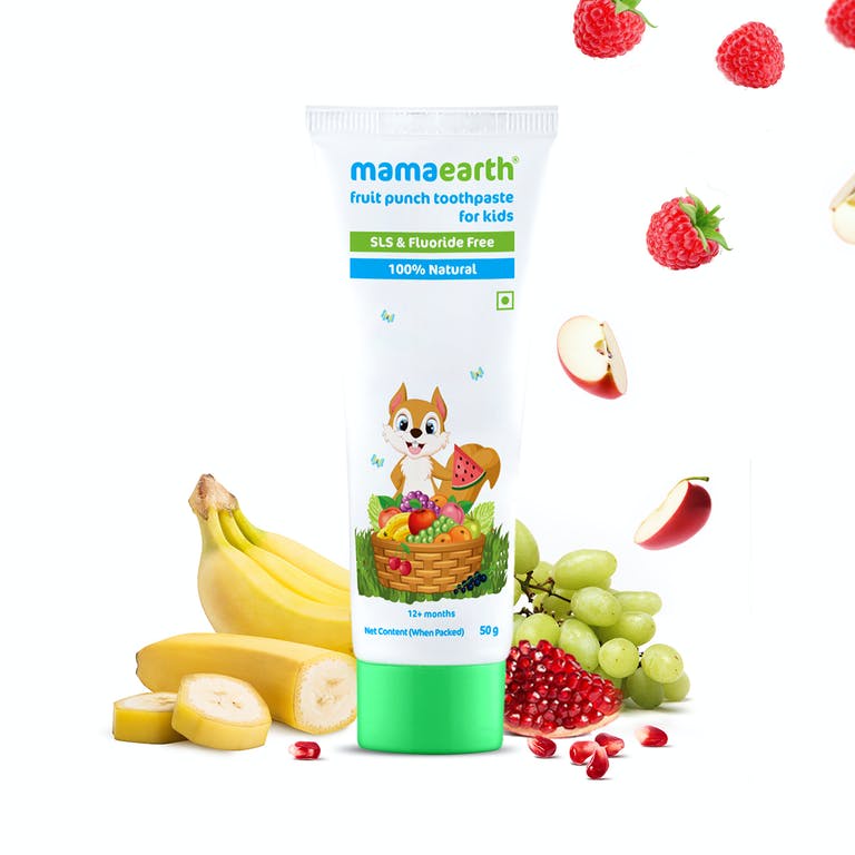 MamaEarth Fruit Punch Toothpaste For Kids, Pack of 2 (50g Each)- 100% ...