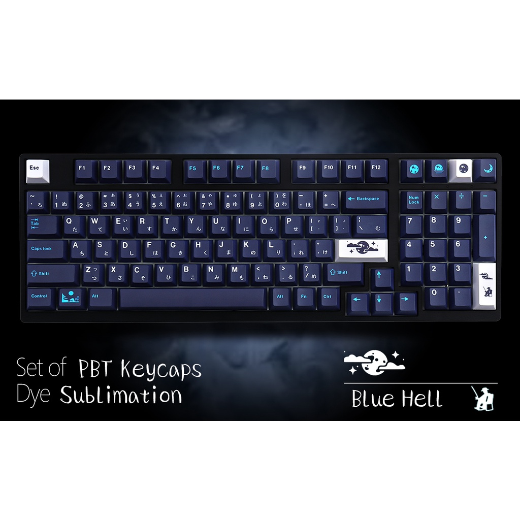 GMK Blue Moon keycaps, 129 Keys keycaps Cherry Profile DYE-SUB ...