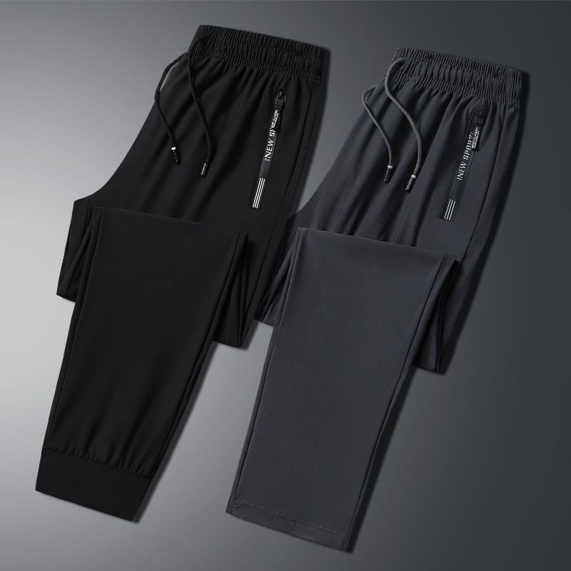 Super cool thin elastic casual pants sports pants men's large size slim ...