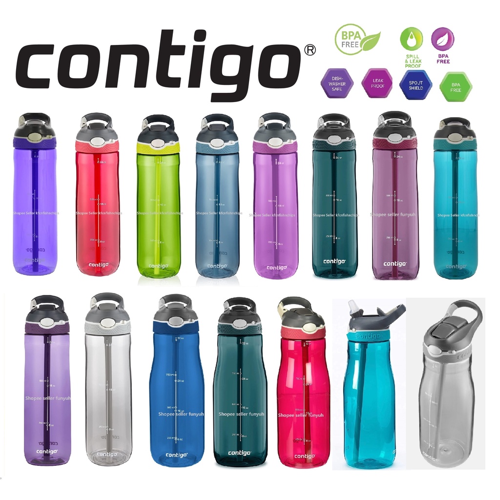 Contigo Ashland AUTOSPOUT Lid (With Straw) Bright Color Water Bottle