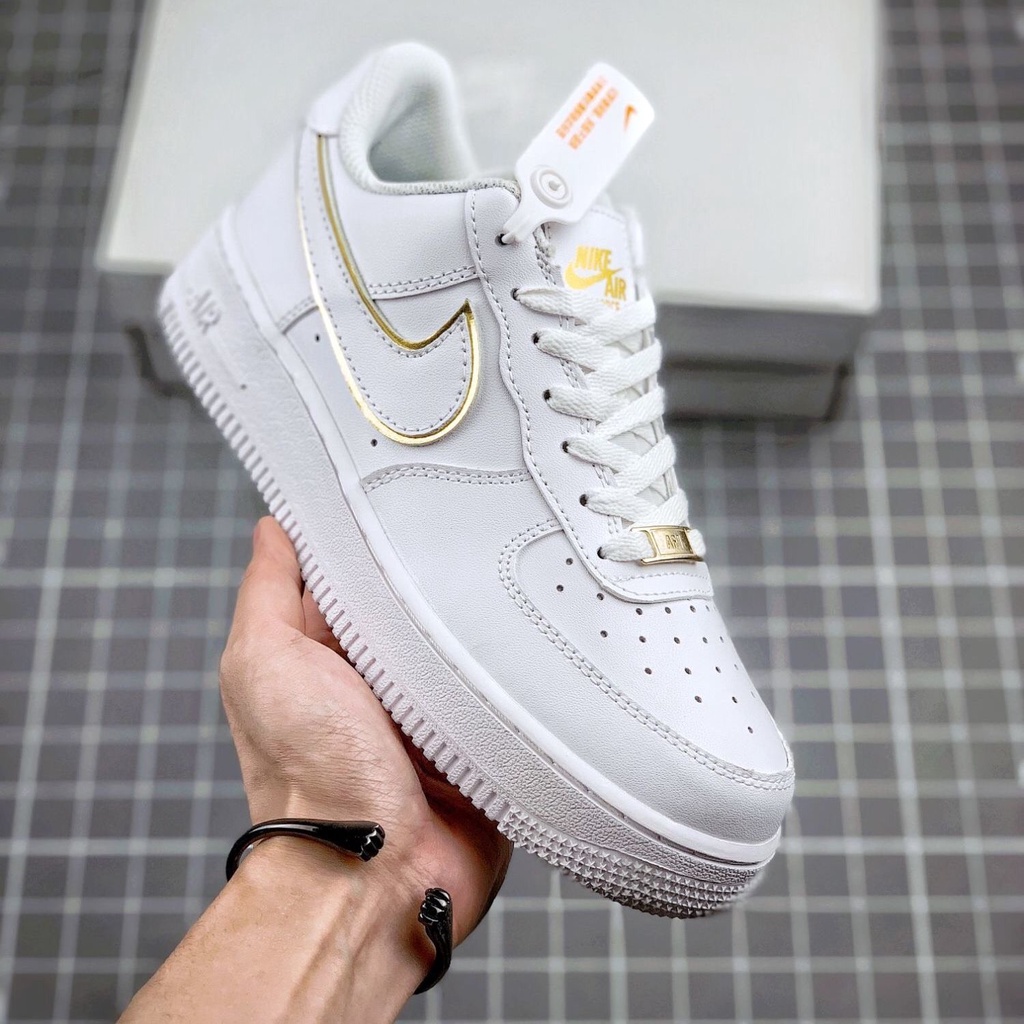 Af1 Metallic Gold Sneakers In White Gold Streak For Men And Women hot