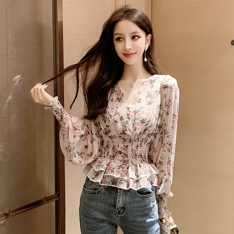 New Korean Style Long Sleeve Chiffon Shirt Women deals