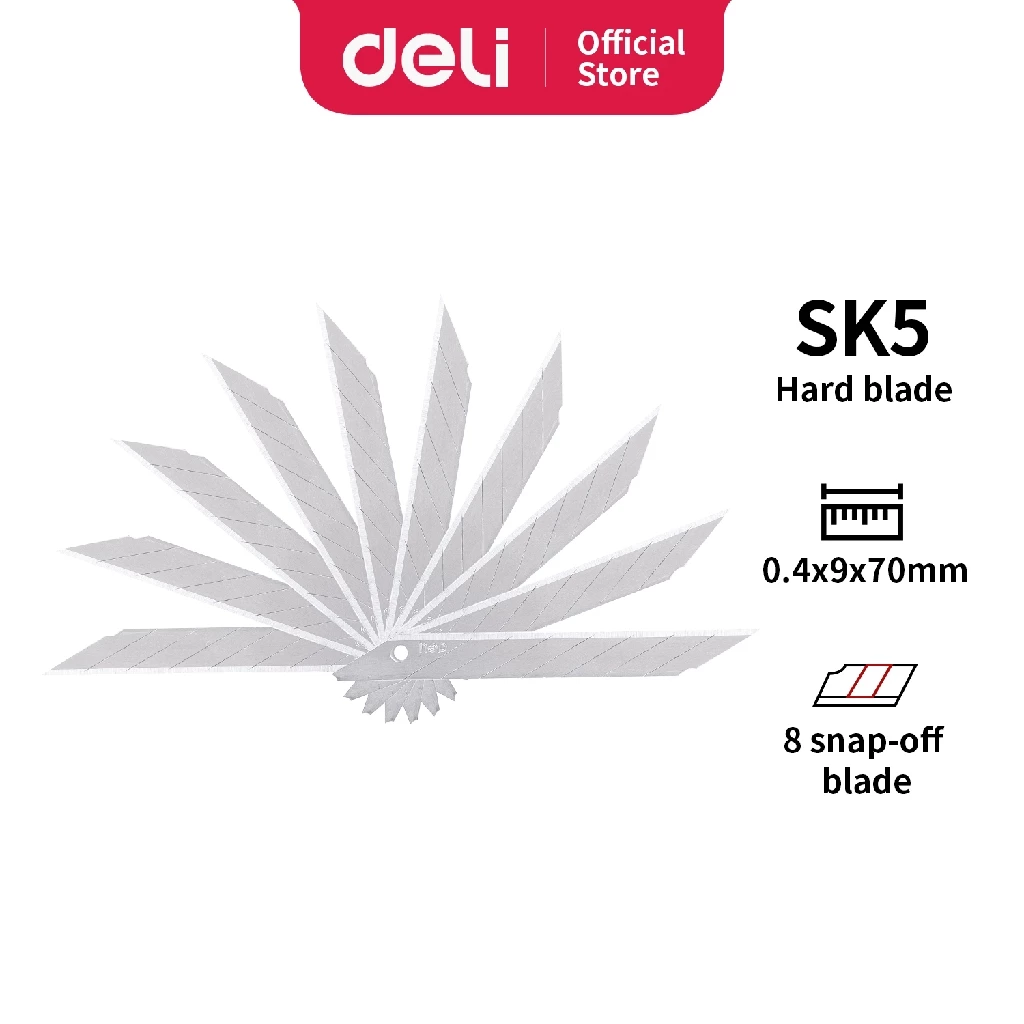 Deli Isi Cutter / Pisau Cutter desain keras, kuat dan tahan lama 10pcs/box E2015 - Gambar 2
