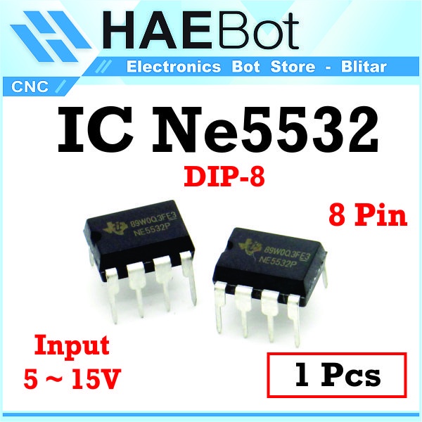 [HAEBOT] Ic Dual Amplifier Comparator NE5532 OP AMP Low Noise DIP 8 Pin