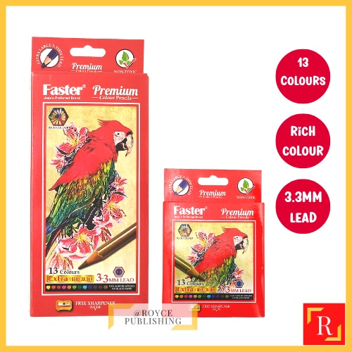 Faster Premium Colour Pencils 3.3mm Lead (13 Colours/Set)|ROYCE ...