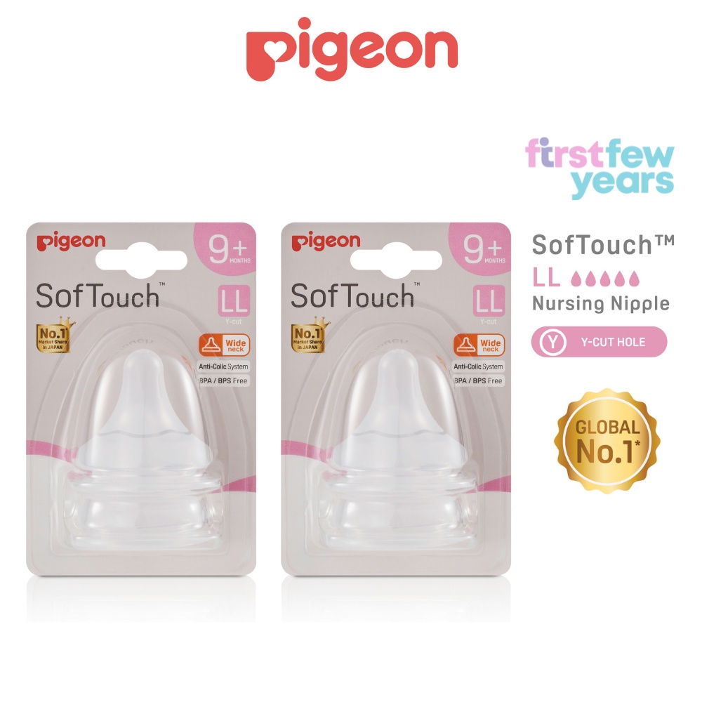 Pigeon SofTouch Peristaltic PLUS Wide Neck Nipple [Twin Pack, Total of ...