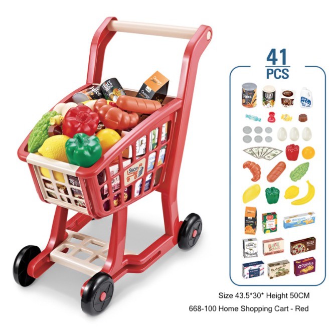 Easyhome.sg Home Shopping Cart / 50cm Height (Kids Baby Children Trolley Game Market Toys)
